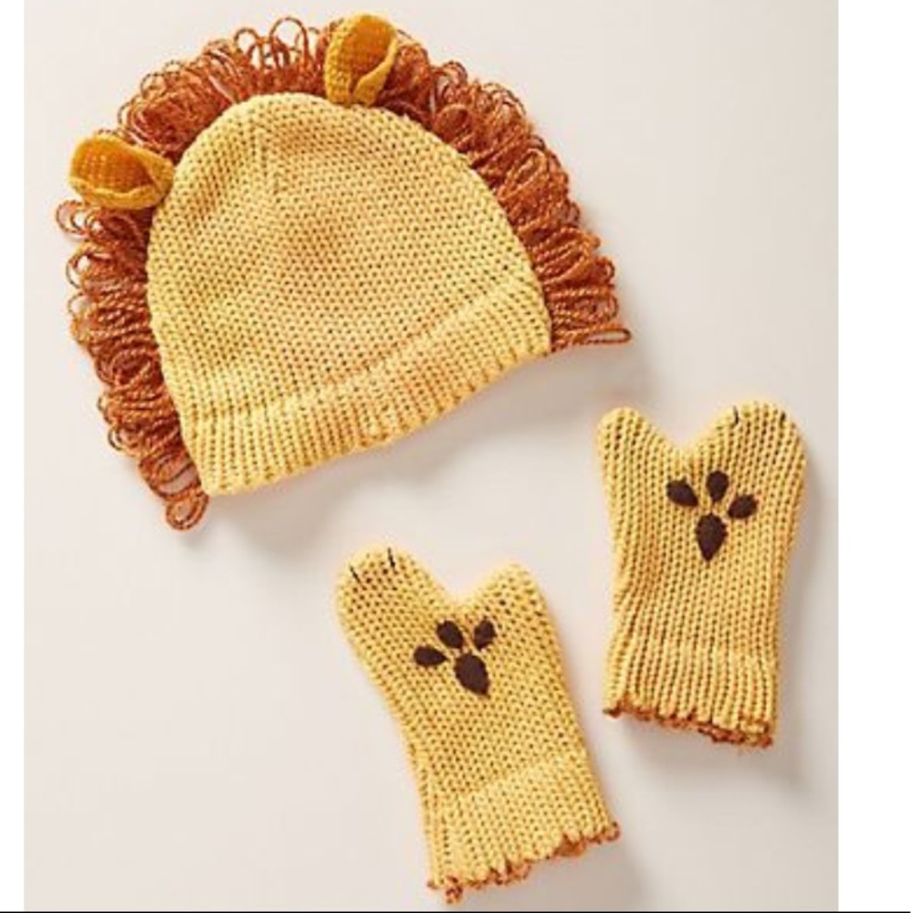 Anthropologie Wild Ones Lion hat & mittens set